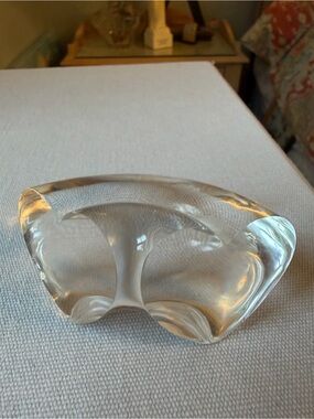 Clear Glass Steuben True Love Double Heart Paperweight